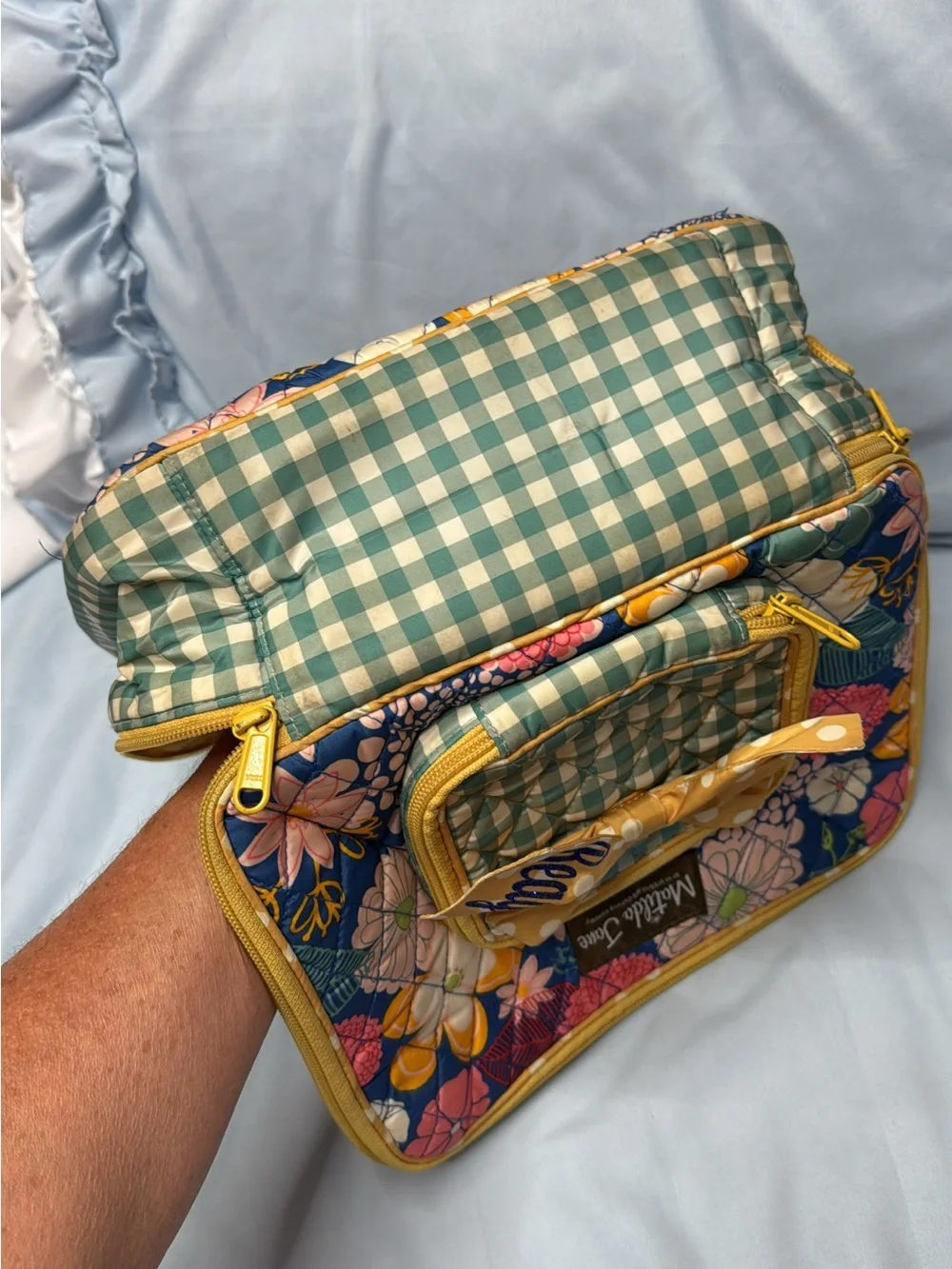 Matilda Jane Floral Quilted Travel Lunch Tote in Blue and Yellow Floral